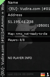 Stats for -[EU]- Vudira.com |#01|Inf.Ammo + Workshop|