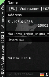 Stats for -[EU]- Vudira.com |#02|Inf.Ammo + Workshop|