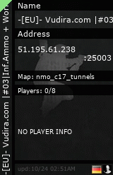 Stats for -[EU]- Vudira.com |#03|Inf.Ammo + Workshop|