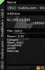 Stats for -[EU]- Vudira.com - OneBlock+ v26.3