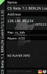 Stats for CS Beta 7.1 BERLIN (cstrk71/1.1.1.0)