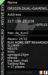 Stats for ORIGIN.DUAL-GAMING.RO - REVIVE SYSTEM | VIP FREE