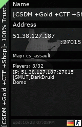 Stats for [CSDM +Gold +CTF +Shop]- 100% Trust Server| 18+