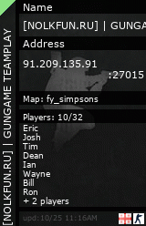 Stats for [NOLKFUN.RU] | GUNGAME TEAMPLAY