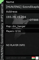 Stats for [HUN/ENG] Szondikapitany AVP2 szerver | http://szondi.ninja [D]