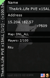 Stats for  TheArk.Life PVE x15ALL [1/2] - (v100.54351)