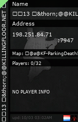 Stats for 13 &thorn;@@KILLINGFLOOR.NET &oslash;&oslash;&oslash;|@&thorn;&thorn; #7947 &oslash;&oslash;&oslash;|@&oslash;@ D-3 &oslash;&oslash;&oslash;|&oslash;&oslash;@ HUSKS VERSUS&oslash;&oslash;&oslash;