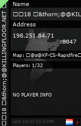 Stats for 18 &thorn;@@KILLINGFLOOR.NET &oslash;&oslash;&oslash;|@&thorn;&thorn; #8047 &oslash;&oslash;&oslash;|@&oslash;@ D-2 &oslash;&oslash;&oslash;|&oslash;&oslash;@ PAINTBALL SOLO&oslash;&oslash;&oslash;