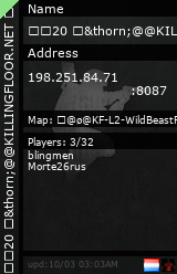 Stats for 20 &thorn;@@KILLINGFLOOR.NET &oslash;&oslash;&oslash;|@&thorn;&thorn; #8087 &oslash;&oslash;&oslash;|@&oslash;@ D-3 &oslash;&oslash;&oslash;|&oslash;&oslash;@ CHAINSAW MASSACRE&oslash;&oslash;&oslash;